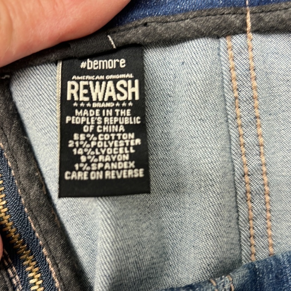 88. REWASH ultra stretch denim A-Line skirt there is a back zipper, size 9 - Picture 6 of 10